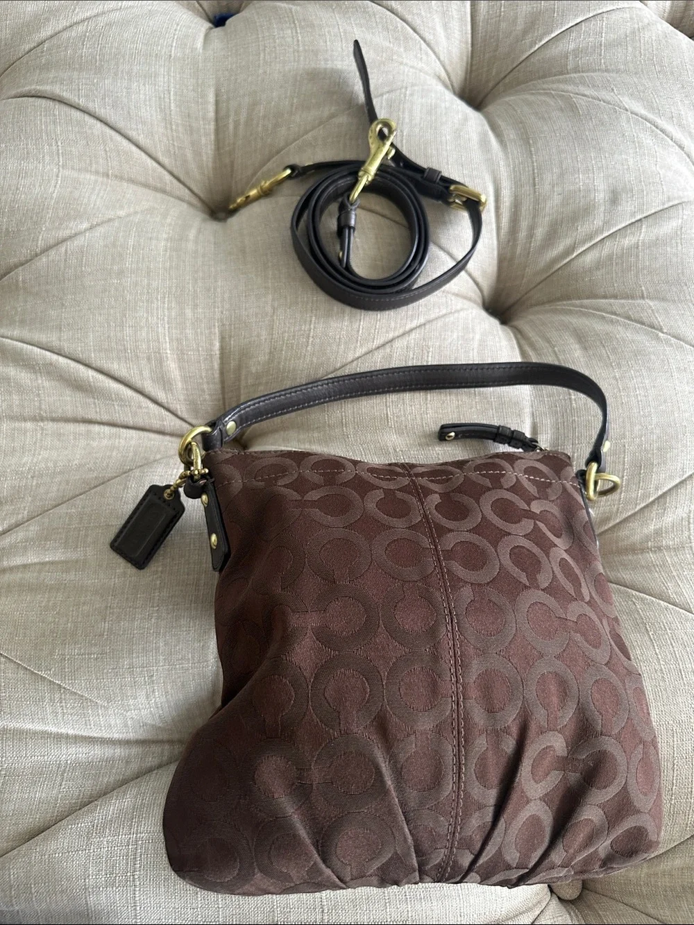 Coach Chocolate Signature Jacquard Shoulder Bag